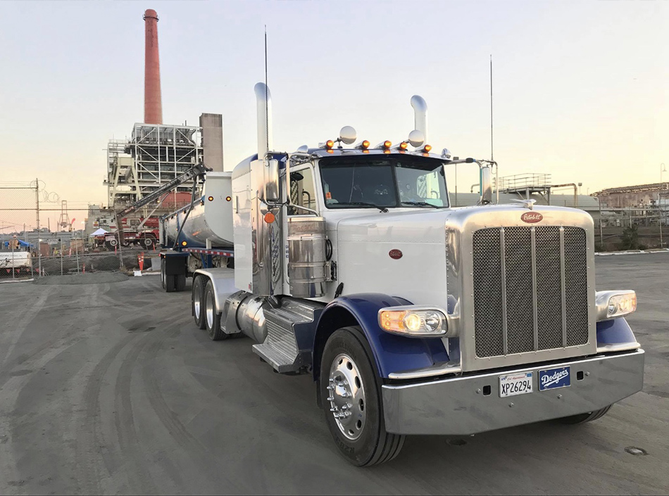 Blue and White Semi-Truck